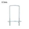 uxcell M8 Square U-Bolts, 60mm Inner Width, 150mm Length, Carbon Steel, with Nuts, Plates, and Washers, Set of 6, for Home and Industrial Use, Fasteni