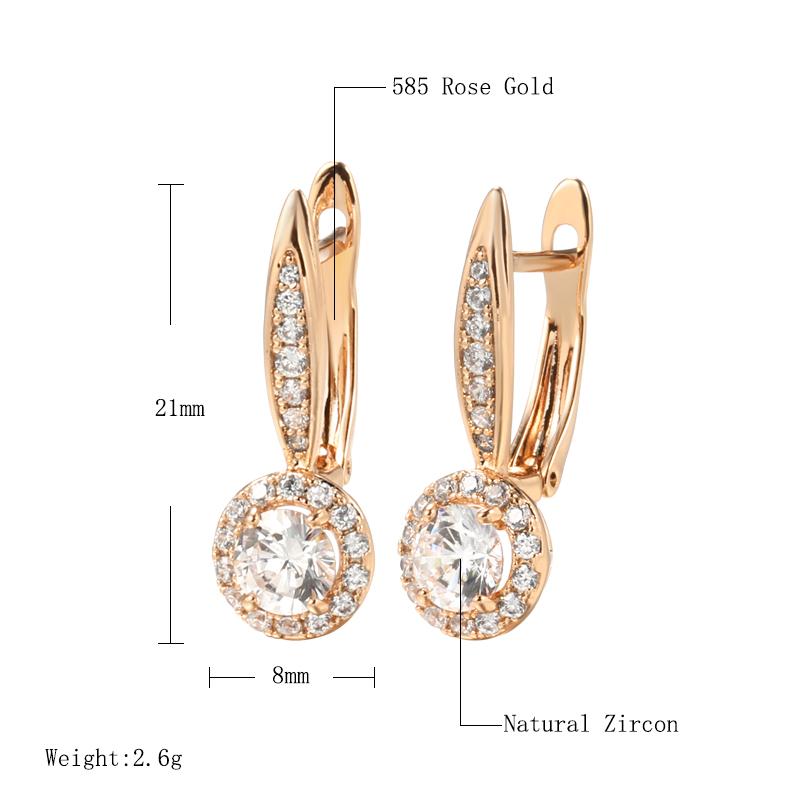 Роскошные серьги-капли из розового золота для женщин, инкрустация микро-воском, круглые серьги с натуральным цирконом, свадебные изящные повседневные украшения