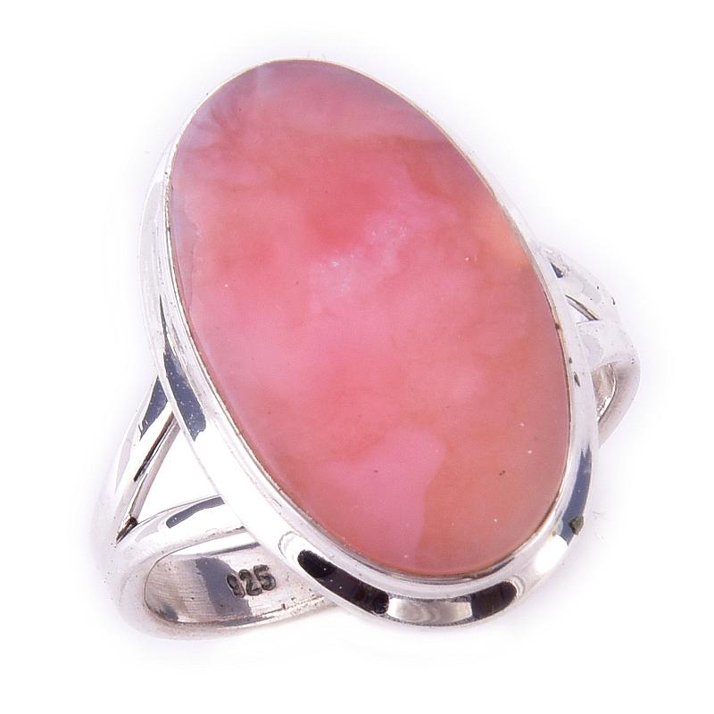 Кольцо из чистого серебра 925 пробы с натуральным розовым опалом, размер 8, n7F57