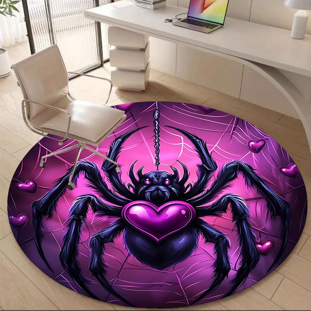 1PC Spider Web Office Round Area Rug, Mat Suitable For Office, Under Office Chairs Bedroom Living Room Home Decor, Room Deco