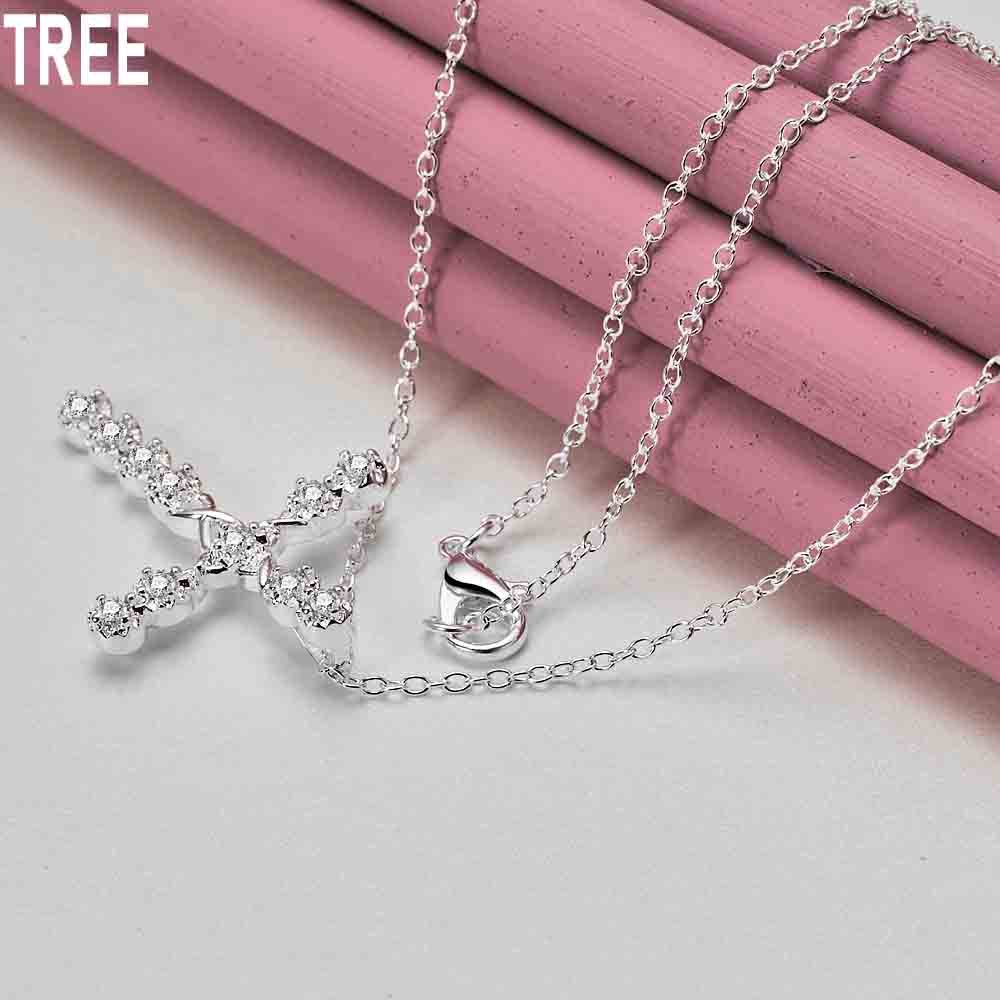 Ожерелье с подвеской в виде креста из стерлингового серебра 925 пробы с цирконами, модные свадебные украшения