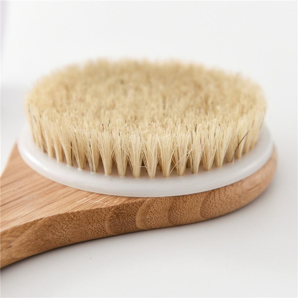 Long Handle Back Scrubber Soft Hair Swine Bristle Bath Brush Durable Bamboo Bath Brush  Home
