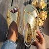 2025 Luxury Sexy Women Sandals Classic Gold Silver Buckle Summer Ladies Shoes Large Size Lightweight Comfort Beach Sandals