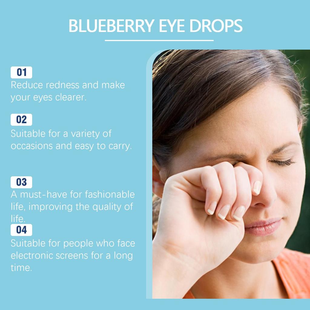 Капли для глаз с черникой, увлажняющий раствор для ухода за глазами, расслабьте глаза, снимите усталость, зуд, отек и боль в глазах, 15 мл