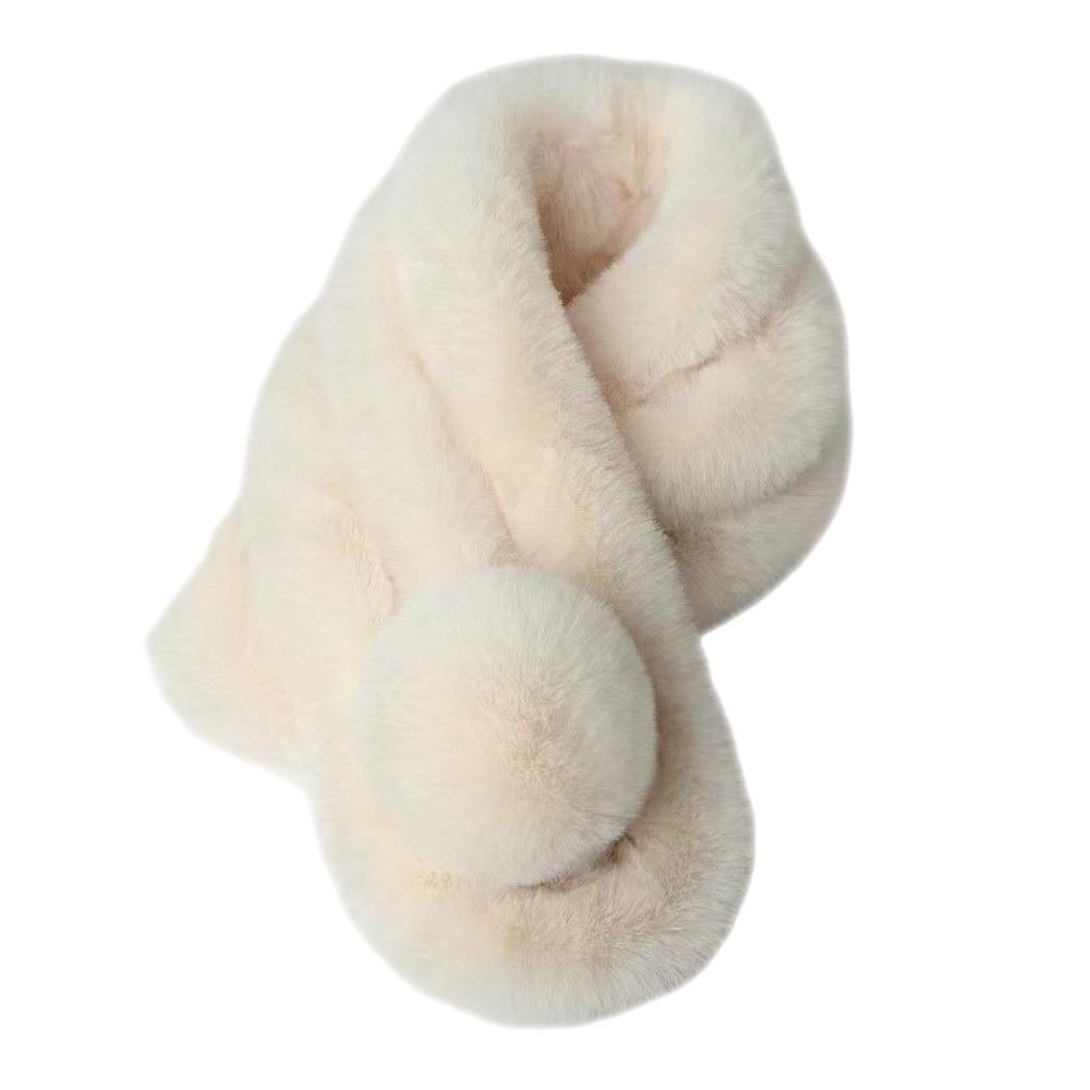 Faux Rabbit Fur Plush Cross Scarf Thicken Double-sided Neck Cover Shawl Women Girls