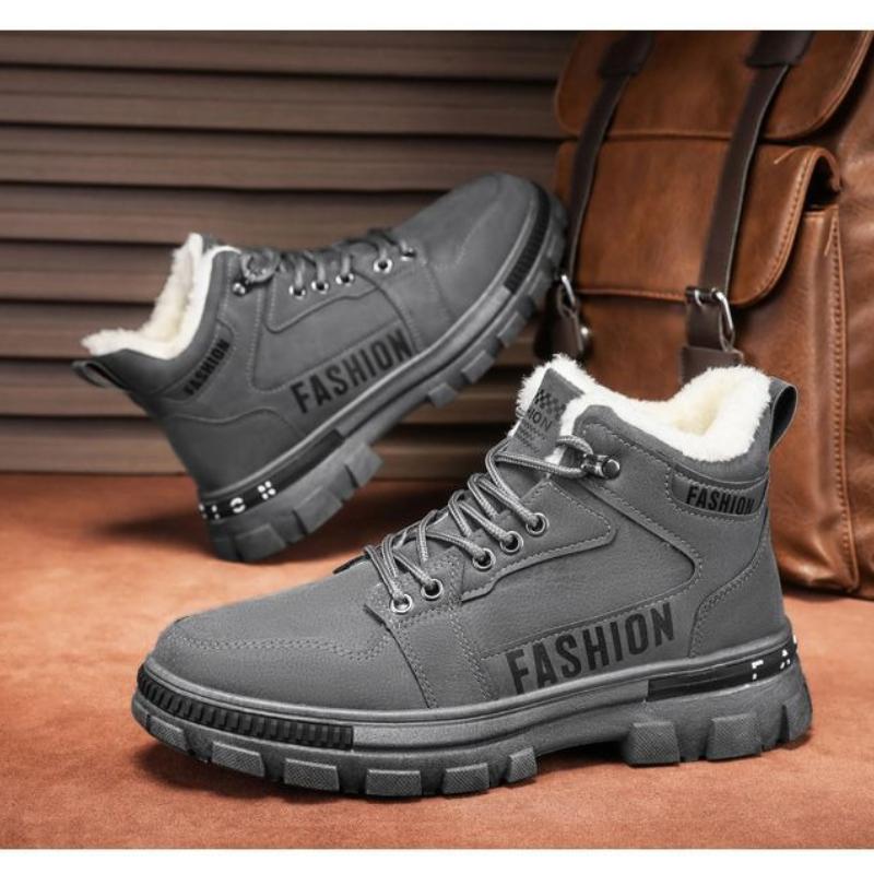 Fashion Men Snow Boots Winter Anti Slip Plush Indoor Warm Cold Proof Snow Boots High Top Platform Lace Up Outdoor Sport Work Boots