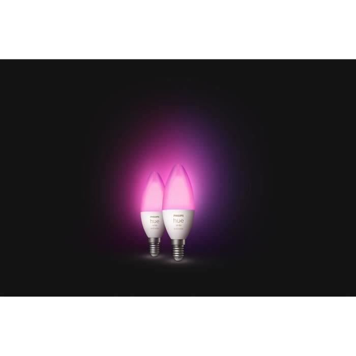 PHILIPS Hue White &amp; Color Ambiance - Ampoule LED connectée flamme E14 - 5,5W - Compatible Bluetooth - Pack de 2