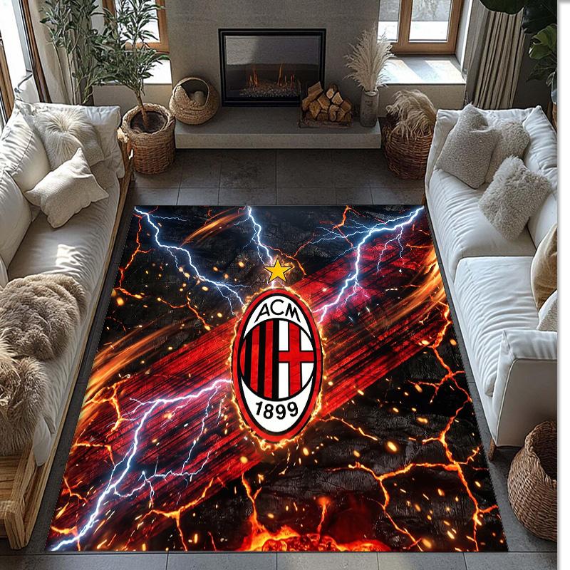 Фланелевый ковер с принтом AC Milan, нескользящий, мягкий, из полиэстера, для пола, декоративный коврик для спальни, гостиной, дивана, игровой комнаты, домашний декор