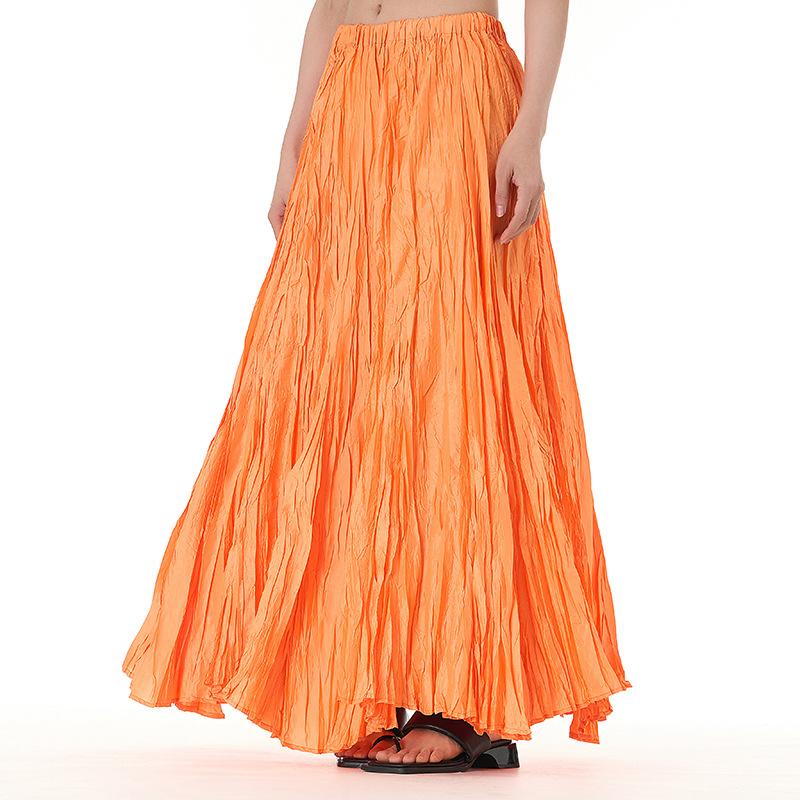 Fluttering Draping Pressed Wrinkled Half-body Skirt Plus Size Women's Skirt Loose Oversized Swing Skirt