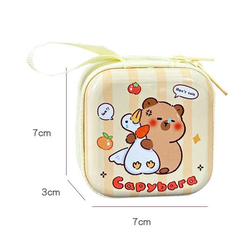 Cartoon Cute Capybara Small Coin Purse Fashion Waterproof Mini Storage Box Portable Wallet Mini Headphone Bag