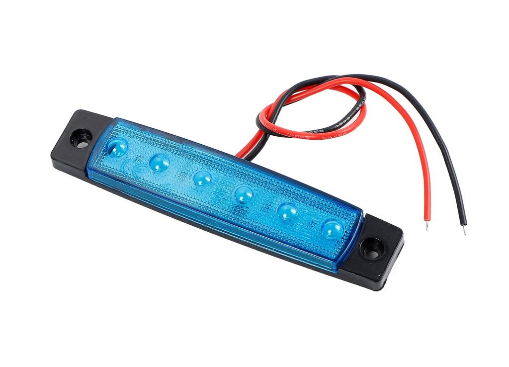 24V Car Blue LED Side Marker Lamp, 6 Rows General Purpose, Set of 10,