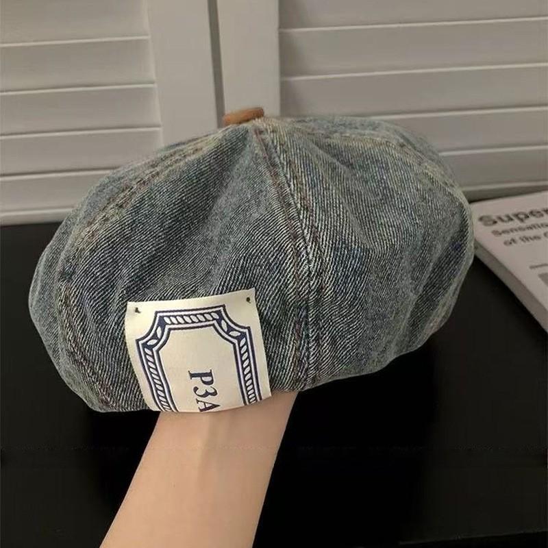 Vintage Washed Denim Beret Cap 2in1 Wear Fashion Hat Women Men