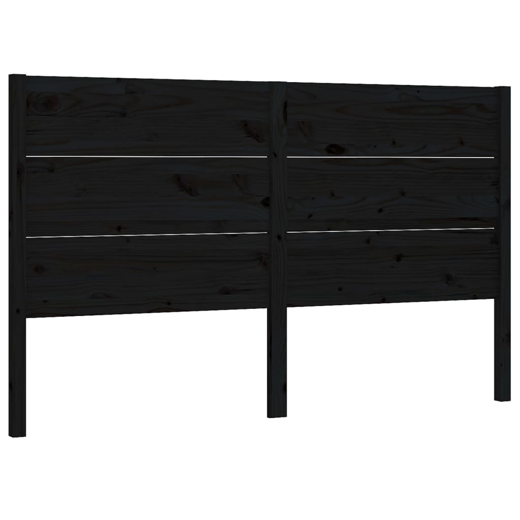 Headboard Black 126x4x100 cm Solid Pine Wood