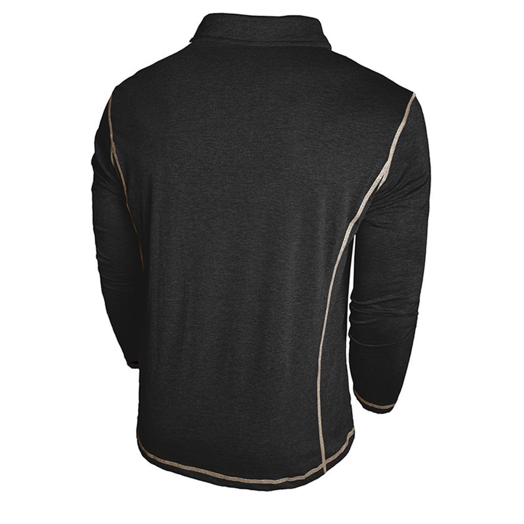 Men's Solid Color Button Lapel Long Sleeve Top Men's Casual Fashion Long Sleeve Top