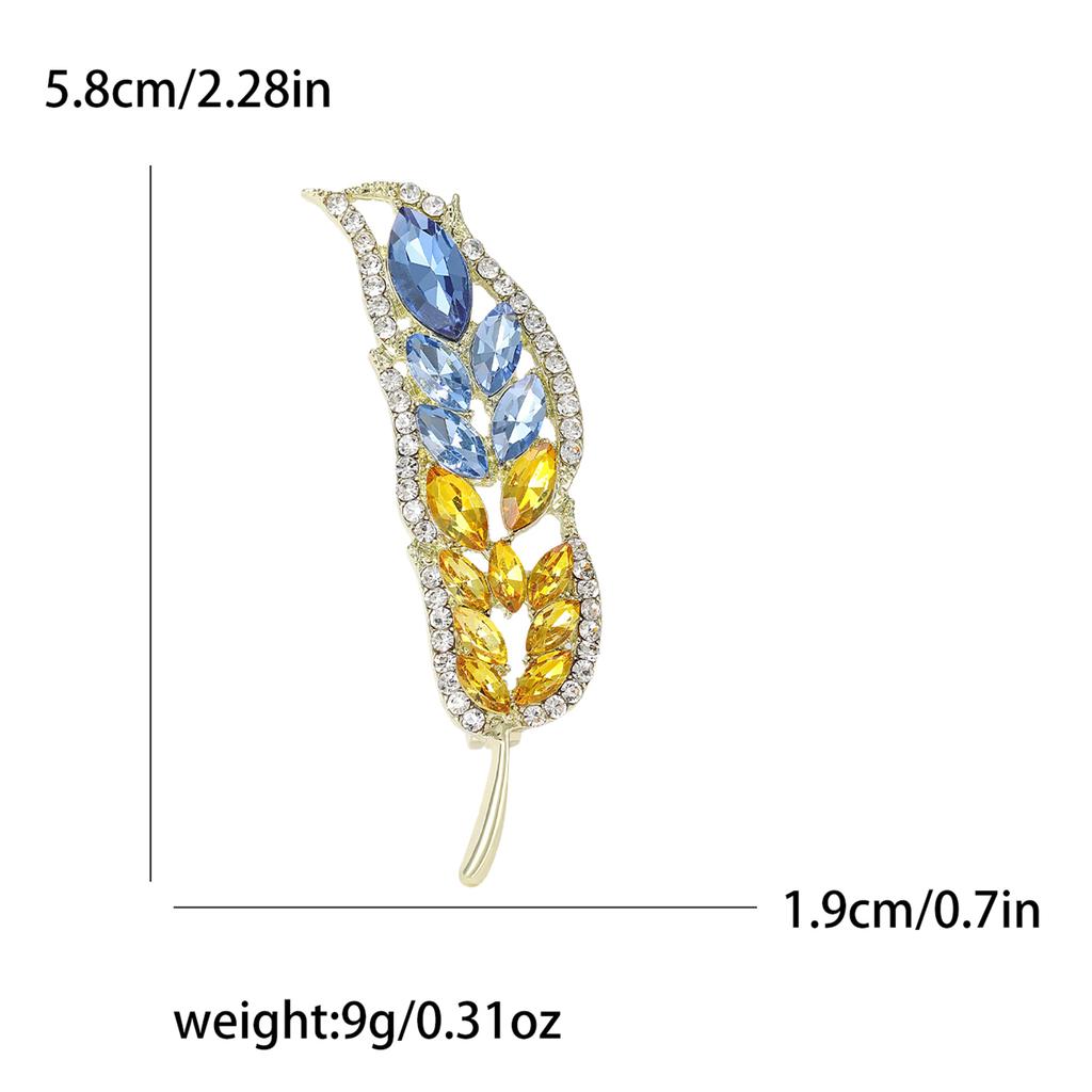 Trendy Rhinestone Wheat Ear Brooches for Women Ukrainian Wheats Pins Enamel Plant Badges Office Party Friend Gifts Accessories