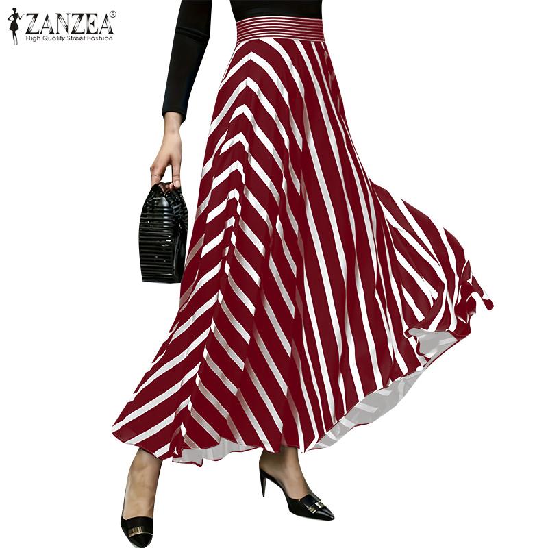 ZANZEA Женские повседневные свободные длинные юбки в полоску