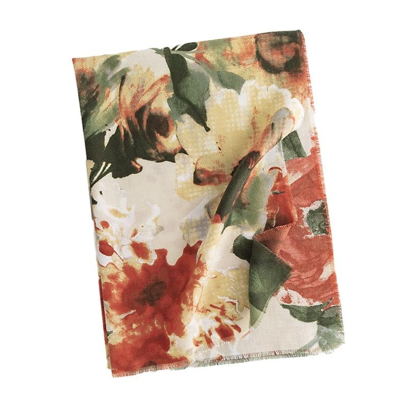 High End Fashion Commuter Printed Imitation Cashmere Scarf for Women Elegant Chinese Style Warm Shawl Neck Protector Cold Protection Scarf