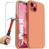 Защитный чехол - E.F.CONNECTION - для iPhone 14 - Гибкий - Матовый оранжевый - 2 Закаленных стекла