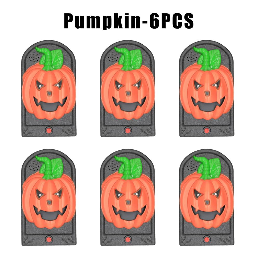 Halloween Pumpkin Light Skull Head Button Sound Haunted House Decoration Glowing Prank Doorbell Prop Scary Fun Party Supplies