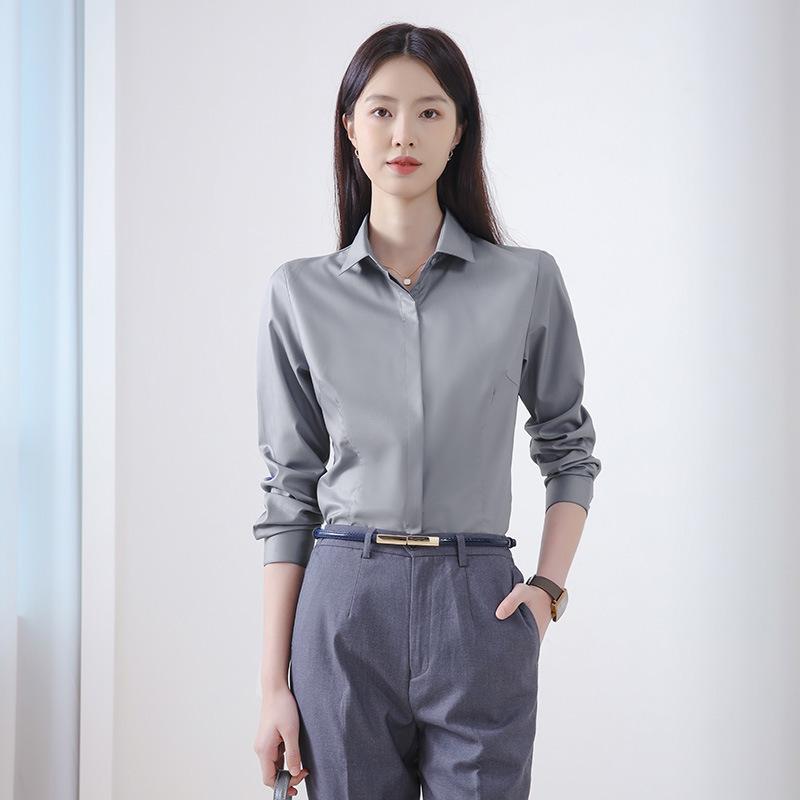 [Xinjiang long-staple cotton-no-ironing] 111% pure cotton shirt women's long-sleeved high-end versatile commuter interview shirt
