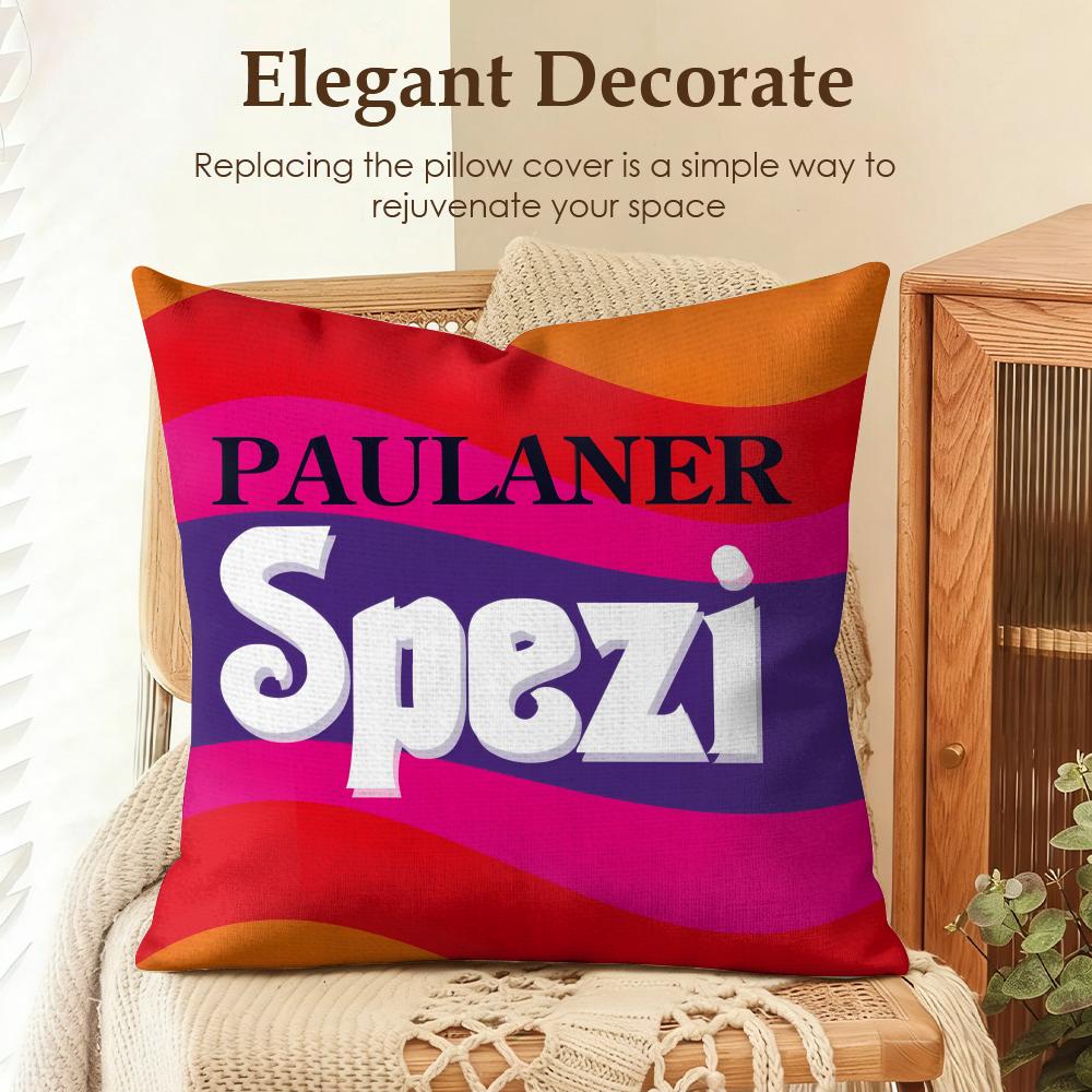 Подушка с логотипом Paulaner Spezi Наволочка Натуральный Лен Органическая Ткань Двусторонняя Печать Диван Домашний Декор Подарок Наволочка