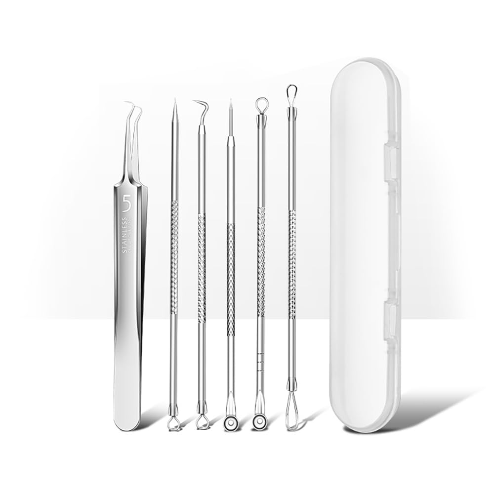 Set of Blackhead Nose and Storage Includes Antibacterial Stainless Steel Acne Cell and Super Sharp 5 Stainless Steel Acne Squeeze and Remove Fat