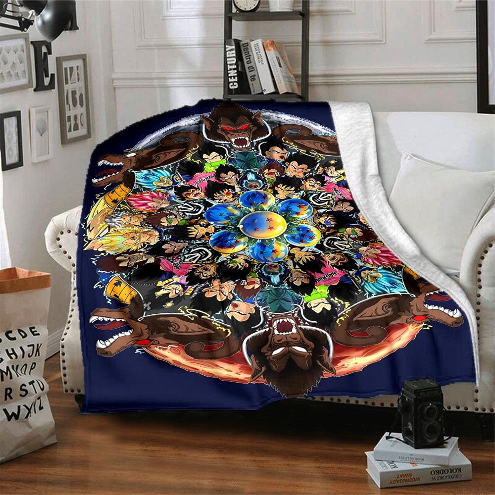 1pc Dragon Ball Z Flannel Blanket [Cozy Throw Blanket] For Sofa, Bed, Travel, Camping, Livingroom, Office, Couch, Chair, And Bed