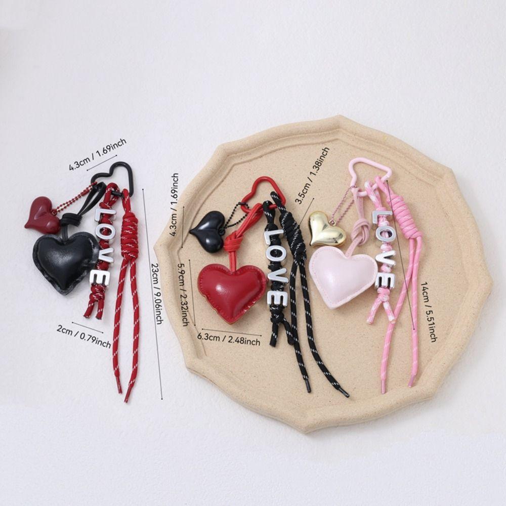 English Letter Braided Rope Car Keyrings PU Love Rope Bag Charm  Kids Gifts