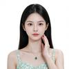 Green Chalcedony Pendant Necklace New Chinese Style Clavicle Chain Inlaid Light Luxury Versatile
