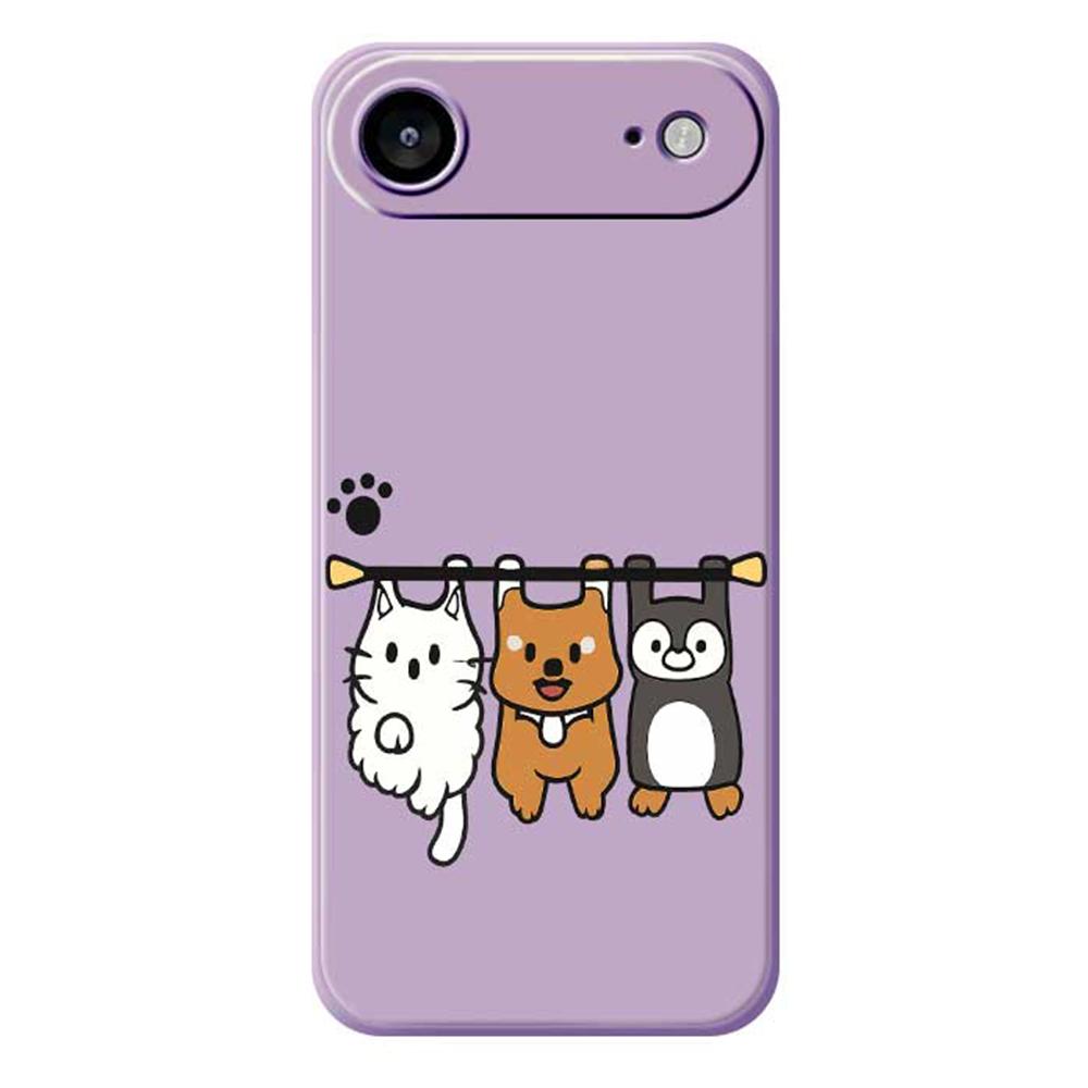 For iPhone 17 Air Case Three Animal Dolls Pattern Printing Straight Edge TPU Phone Back Cover