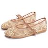 Fashion Vintage Mesh String Bead Decoration Design Ballet Flats Women Fashion Round Toe Buckle Brand Mary Jane Flats Comfort Casual Shoe