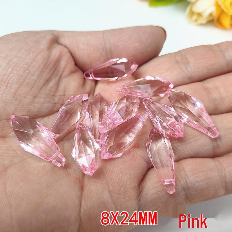 Crystal Pillar Lampshade Beaded Curtain Accessories - 8x24MM Water Drop Transparent Acrylic Loose Beads Pendants