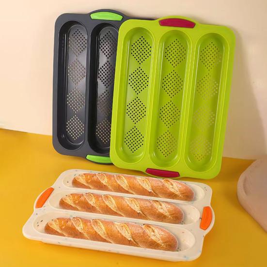 Baguette Mold 3 Slots Vent Hole Design Insulated Handle Easy Demoulding Bread Making Baking Mold