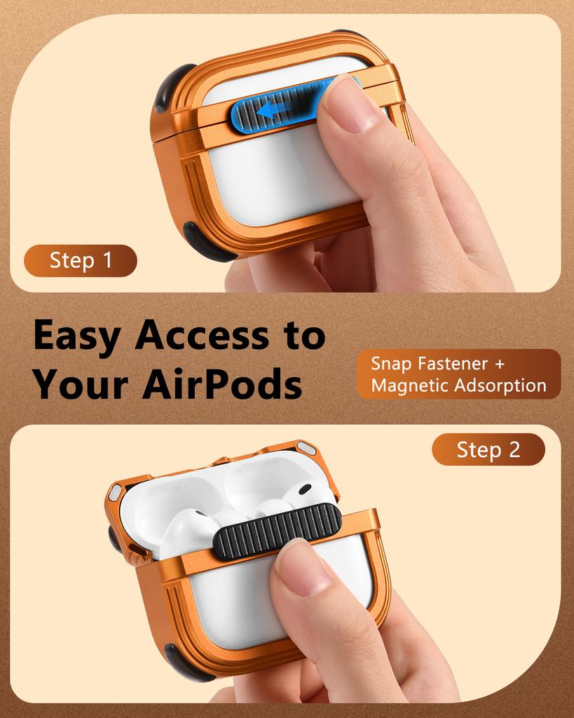 Металлический полый чехол Oatsbasf для AirPods Pro 3 (2025)  Мощная защита от падений Открывается одним касанием Совместимость с зарядкой MagSafe