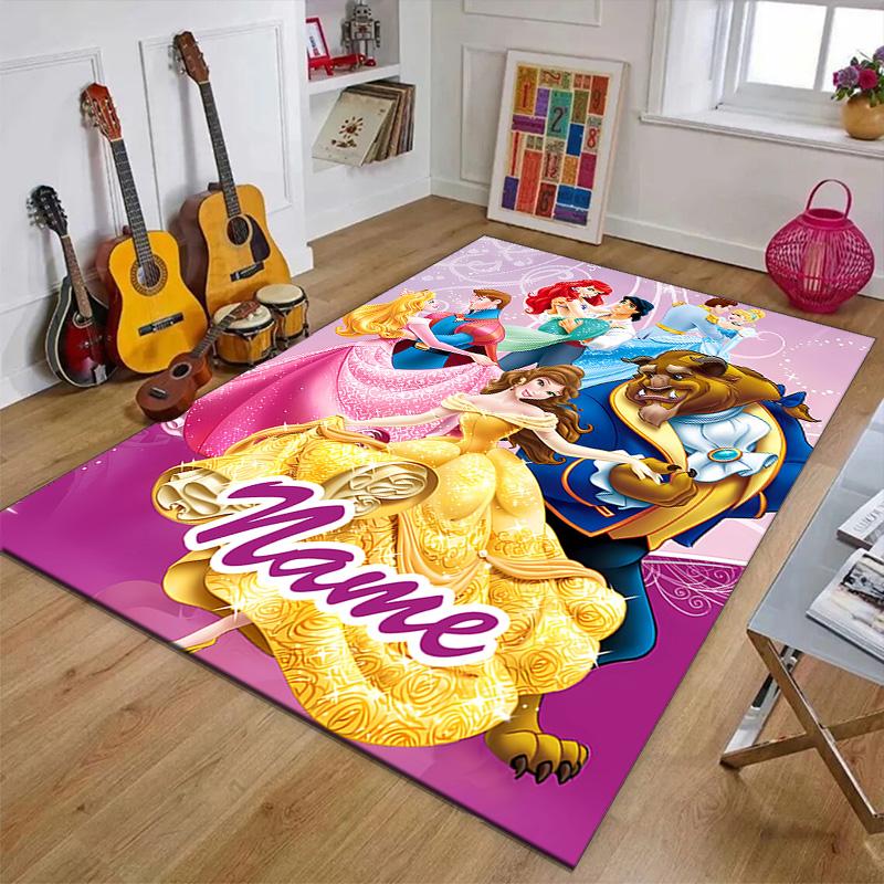 Custom Princess Mat Personalized Name, Polyester Washable Indoor Entryway Rug, Gift for Christmas, Easter, Thanksgiving Day