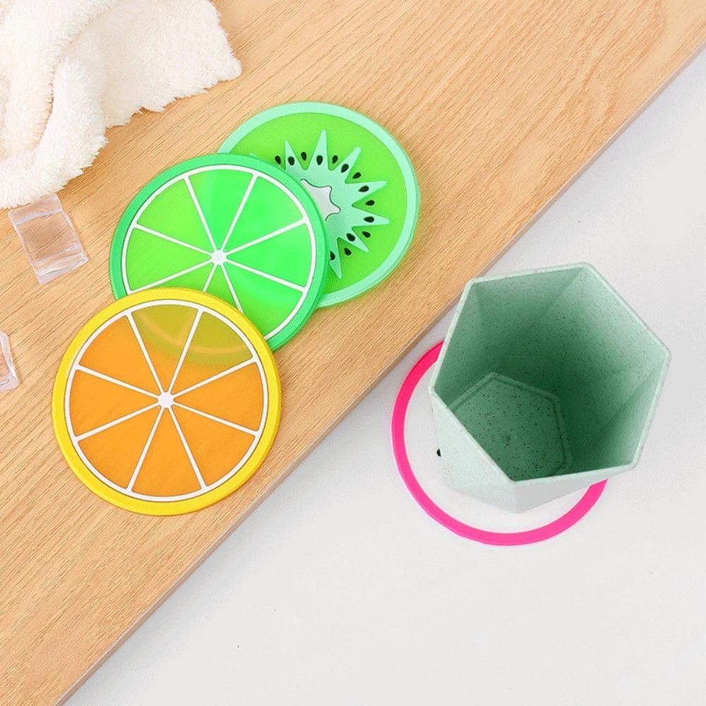 Silicone Cup Mat Non -slip Cup Insulation Pad Tableware Pad Fruit Shape Cup Coaster  Dining Table