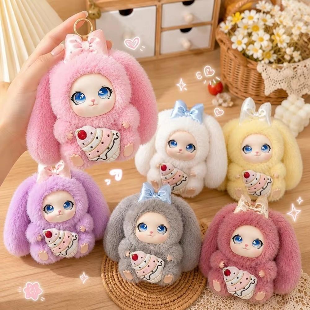 Ornaments Rabbit Plush Keychain Big Ear Car Key Ring Cute Bunny Doll Pendant Party Decor