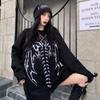 Готический женский рваный свитер с длинными рукавами в стиле хип-хоп, уличная одежда с принтом, панк, японский стиль, зимний женский вязаный свитер большого размера с круглым вырезом в стиле гранж