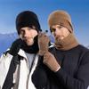 Winter Warm Cap Gloves Scarf Three-Piece Winter Men's Outdoor Wool Knitted Wool Cap Skullies Beanies