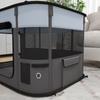 Pet Playpen with 7 Windows, 3 Doors and 2 Storage Bags, Made of Polyester and Steel, 84x64x53 cm