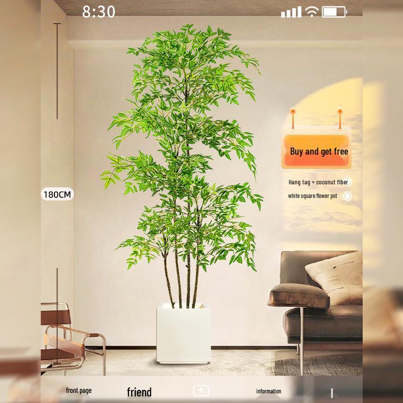 Нандина Роскошное Искусственное Дерево - Напольное Украшение для Помещений и Бионическое Зеленое Растение в Горшке