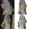 White Wedding Veil with Hair Comb Ruffle Edge Mid-length Bridal Veil Wedding Headpiece for Bride Veil for Engagement