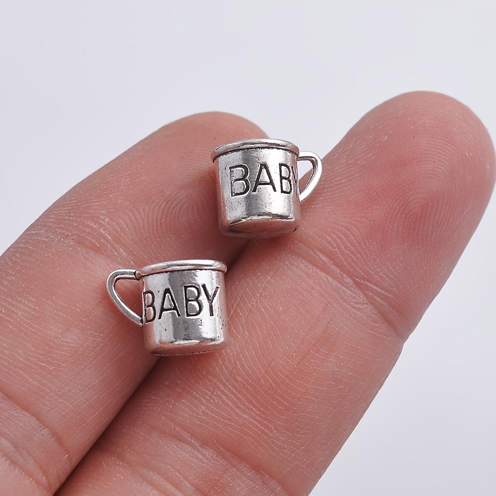 16 штук DIY-аксессуаров в форме мини-чашек со словом "BABY", с текстурой под античное серебро, восстанавливая