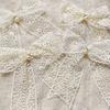 2Pcs Lace Bowknot Curtain Tiebacks, Bow Curtain Holdbacks with Pearls, Decorative Curtain Ties for Home Office Living Room Bedroom Wedding Party Decor