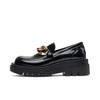 Women Fashion Mary Janes Round Toe Loafers Oxfords Platform Casual Metal Chains Ladies Heels Black 2024 Female Shoes 40