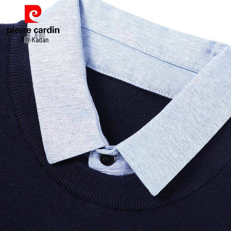Мужской свитер Pierre Cardin из 100% чистой шерсти с имитацией многослойности и круглым вырезом