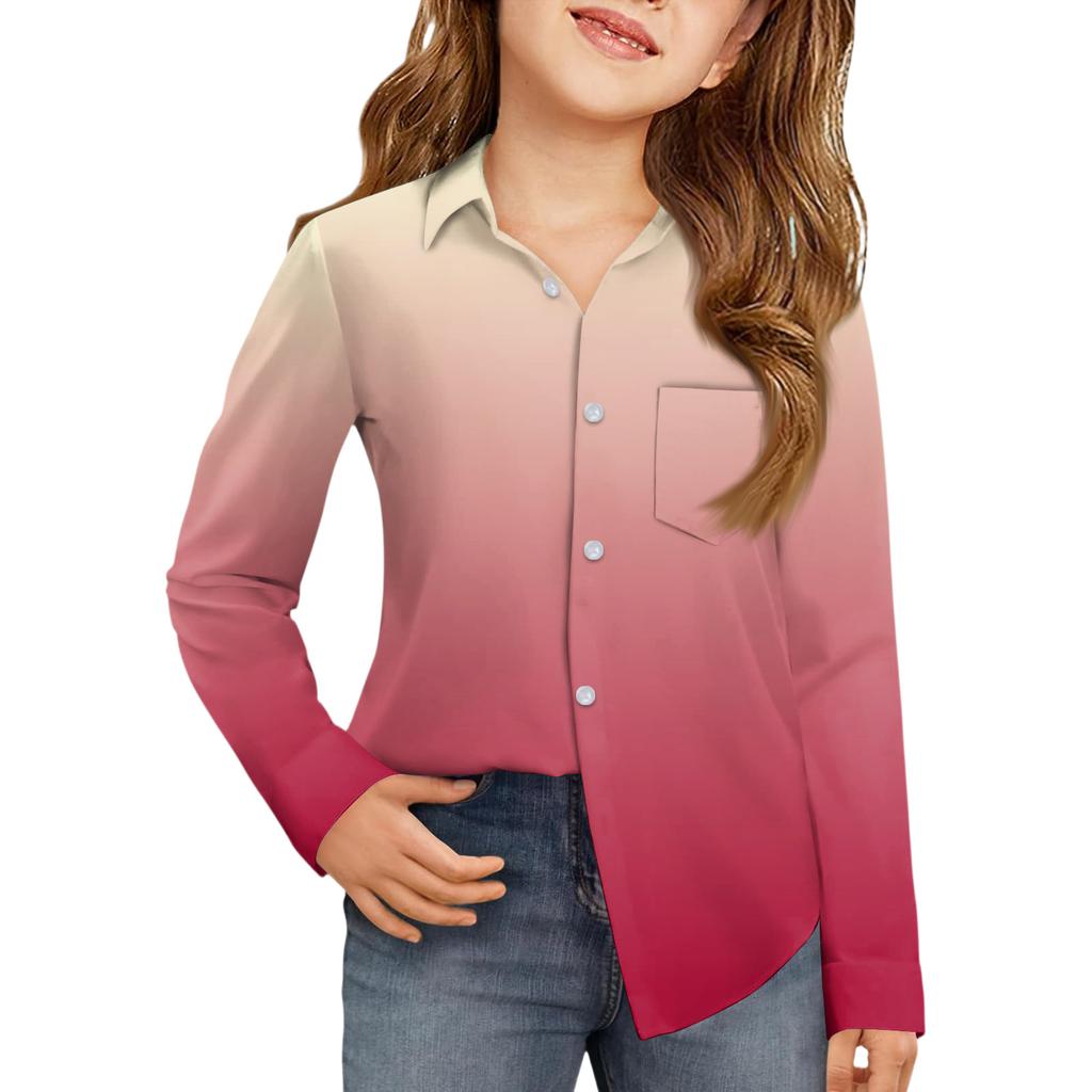 Girls' Button-Down Shirt - Long Sleeve Dress Blouse