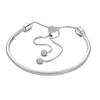 Femme Moments Pave Heart Clasp Snake Chain Slider Bracelet Silver Color Snake Chain Slider Bracelet for Women Jewelry
