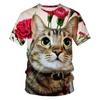 Summer Short Sleeve O Neck Funny Cat 3d Printed T Shirt Men Tops