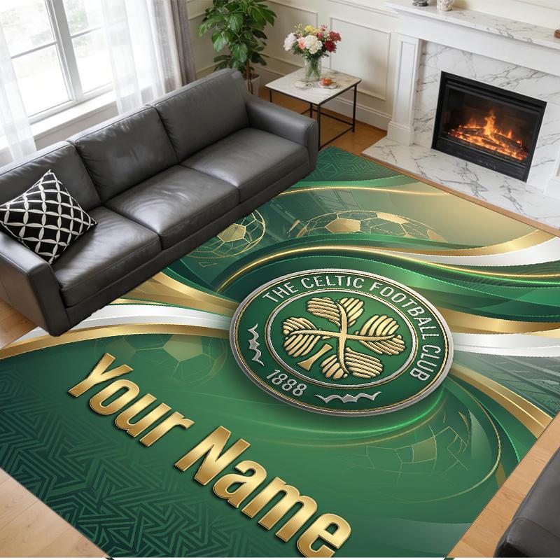 Crystal Velvet Rug Custom Name Text, Soft Non Slip Floor Mat Home DecorCeltic FC